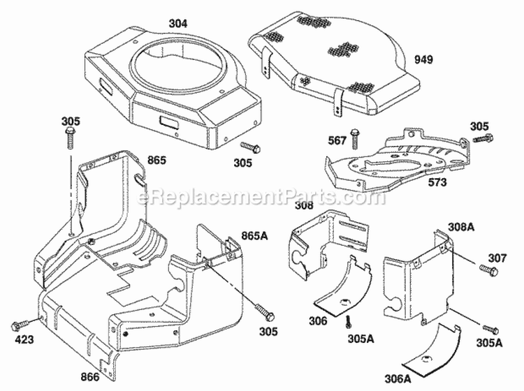 Blower Hsg Air Guides Diagram and Parts List for  Briggs and Stratton Engine